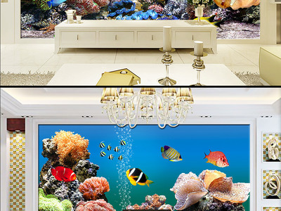 海底世界海洋生物电视背景墙装饰画