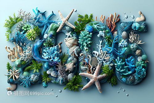 海洋生物组成的数字