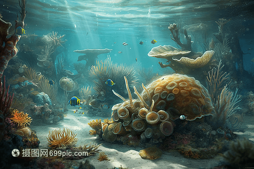 海洋生物风格的海底世界