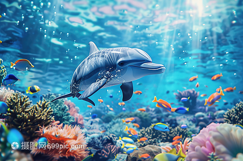 海豚在海洋中游动