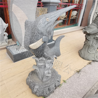 【中益雕塑 石雕旗鱼石雕海豚石头晕雕塑海洋生物雕像园林景观装饰摆件】价格_厂家_图片